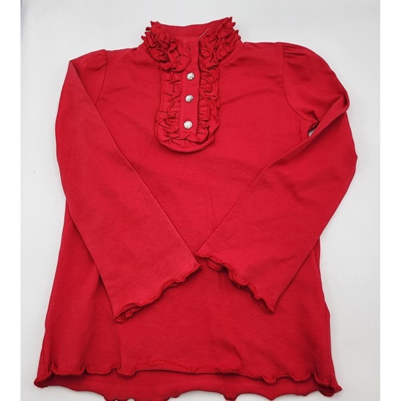 Jillian's Closet Girls Red Ruffle Mock Neck Long Sleeve Top Size 4T - Picture 1 of 6